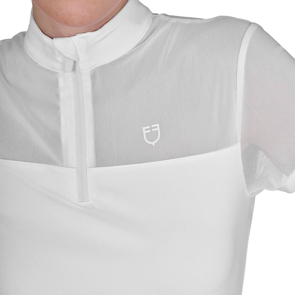 Women's training polo shirt with mesh inserts