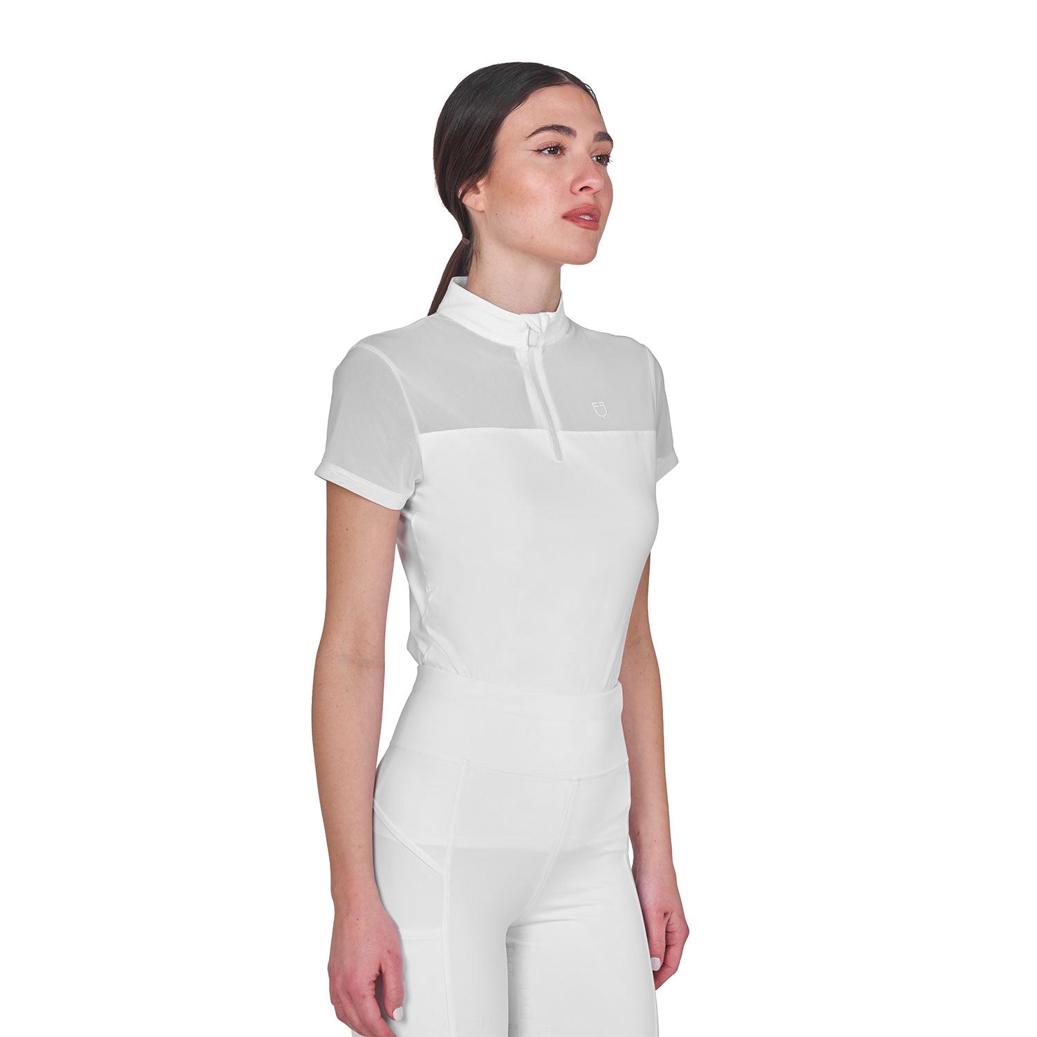 Women's training polo shirt with mesh inserts