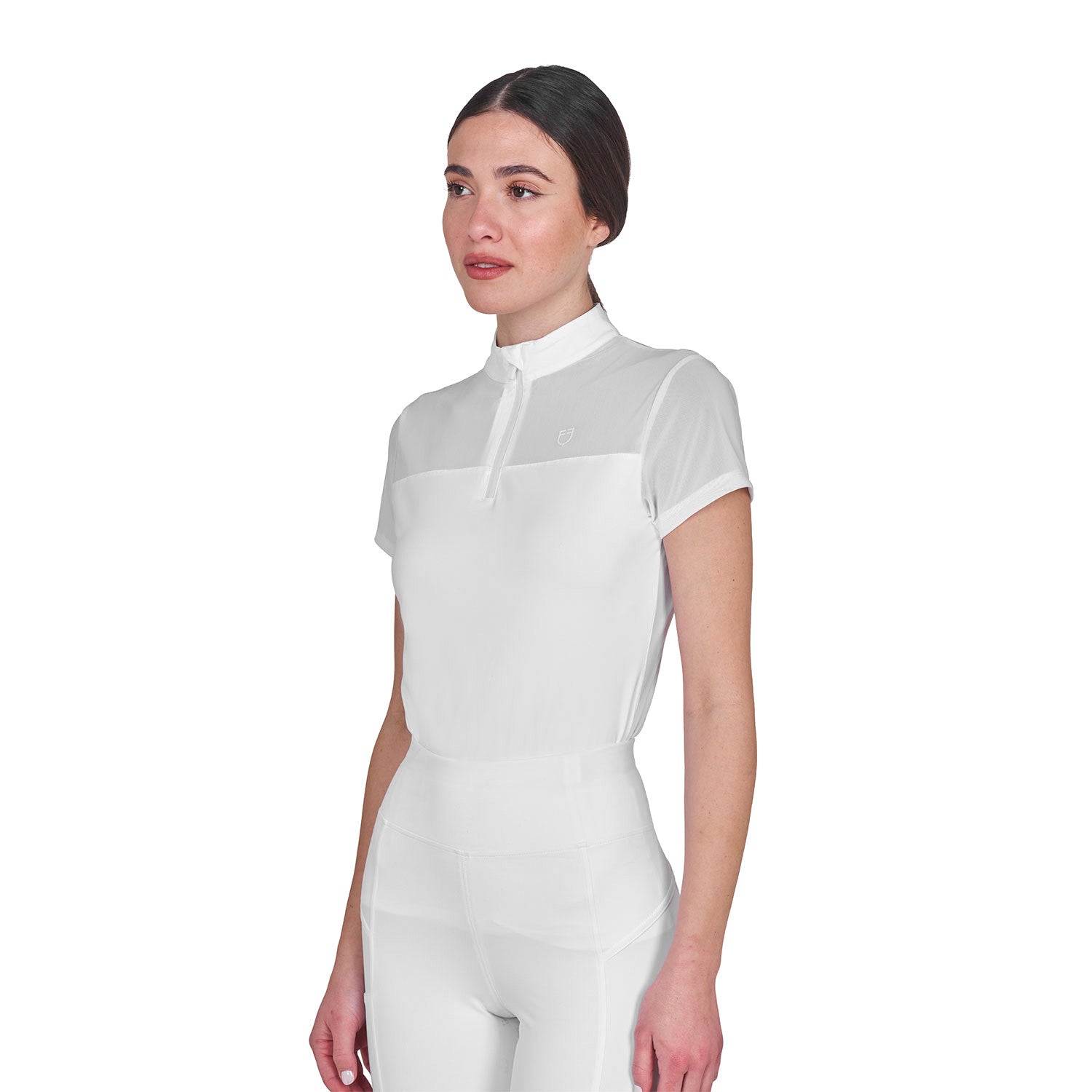 Women's training polo shirt with mesh inserts