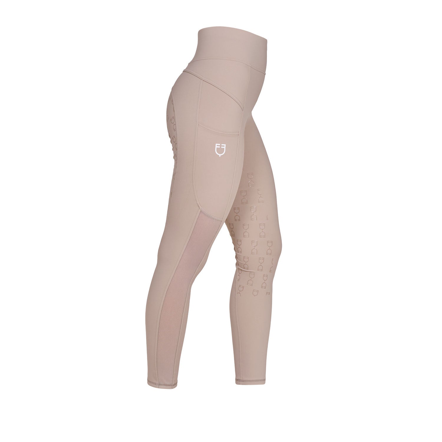 Equestro Women's slim fit leggings micro mesh inserts