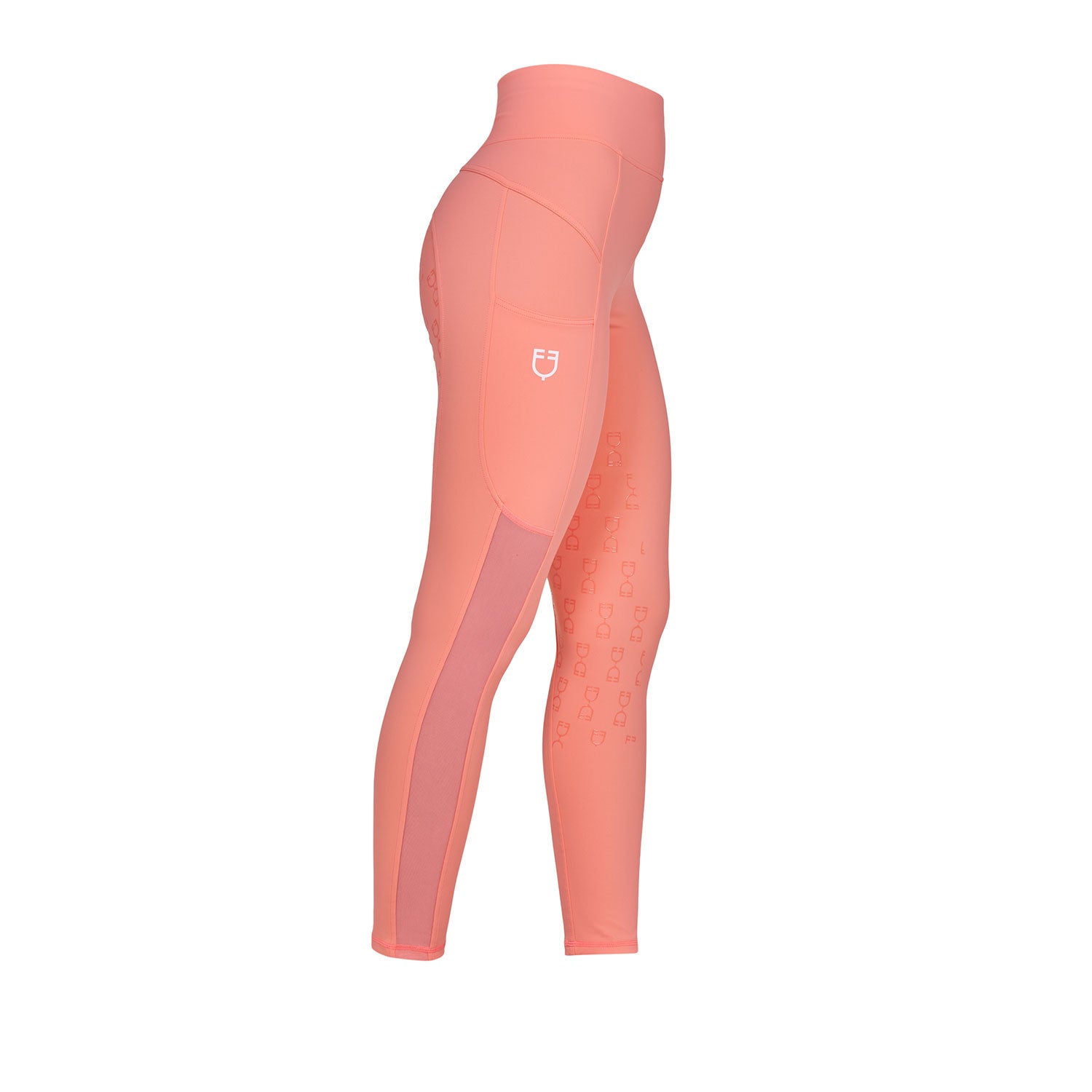 Equestro Women's slim fit leggings micro mesh inserts