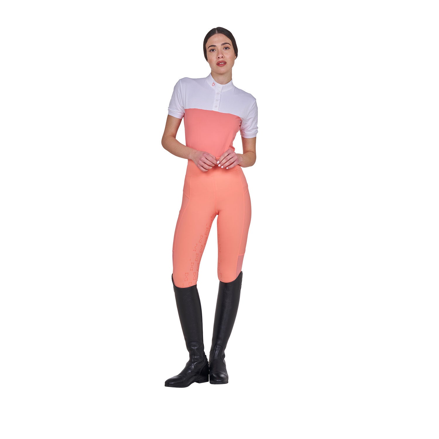 Women's slim fit leggings micro mesh inserts