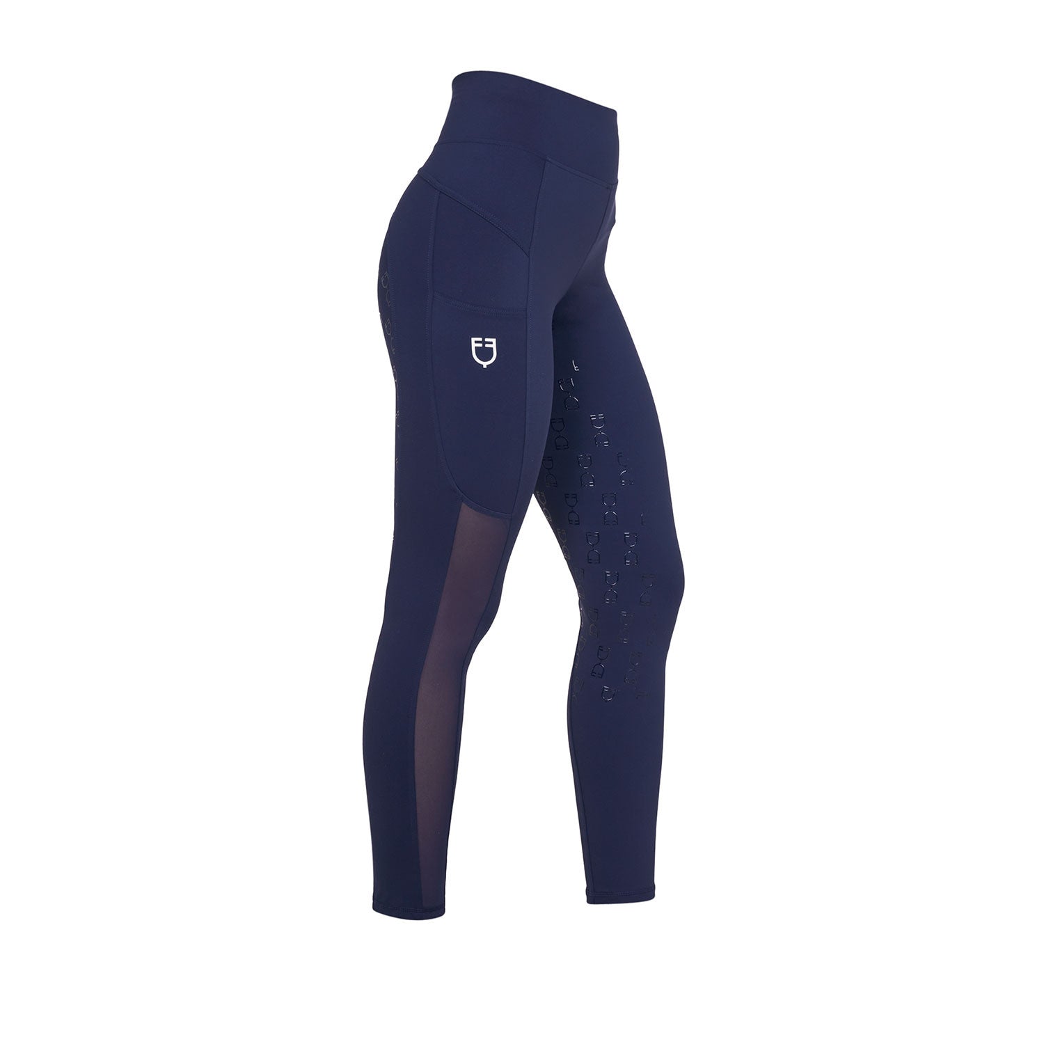 Equestro Women's slim fit leggings micro mesh inserts