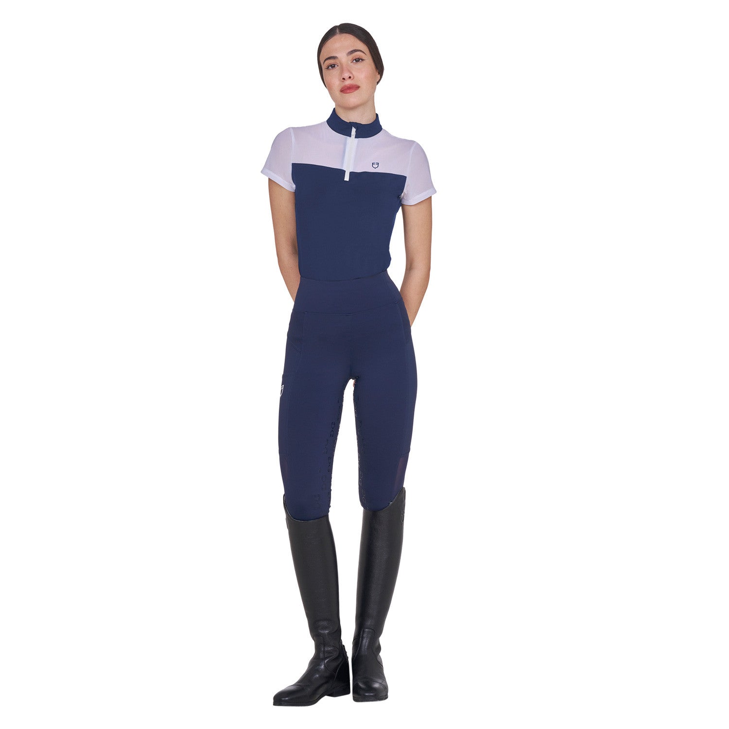 Women's slim fit leggings micro mesh inserts