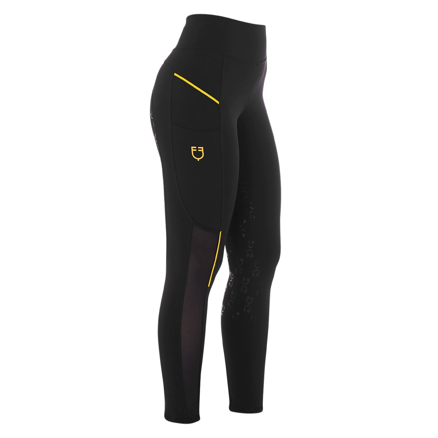 Equestro Women's slim fit leggings micro mesh inserts