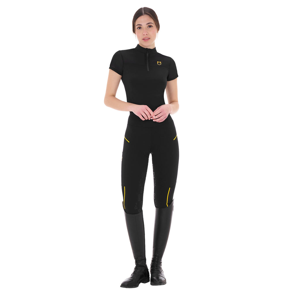 Women's slim fit leggings micro mesh inserts