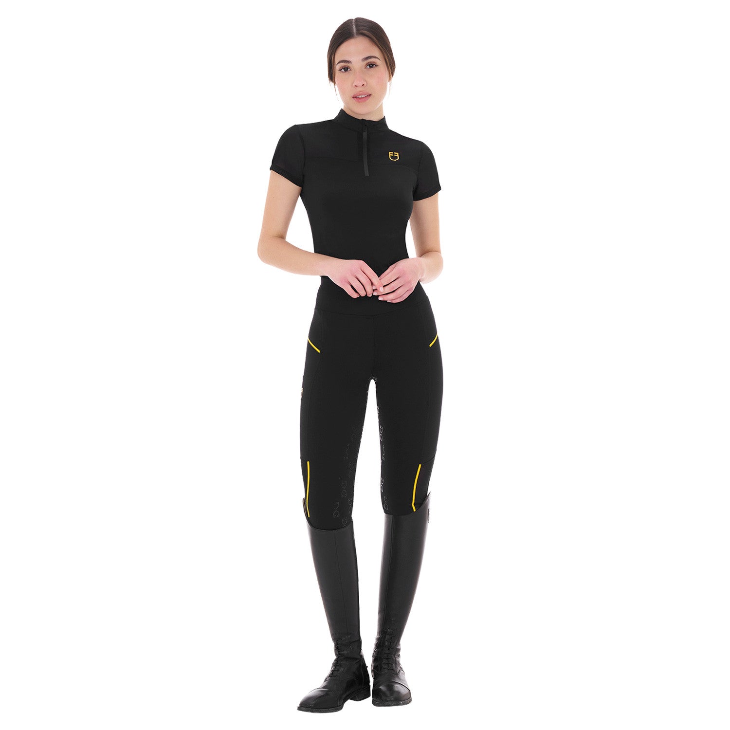 Women's slim fit leggings micro mesh inserts