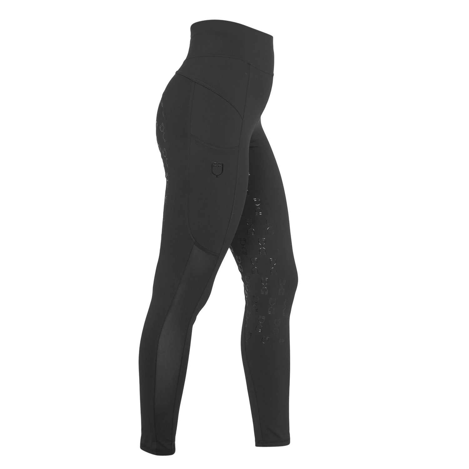 Equestro Women's slim fit leggings micro mesh inserts