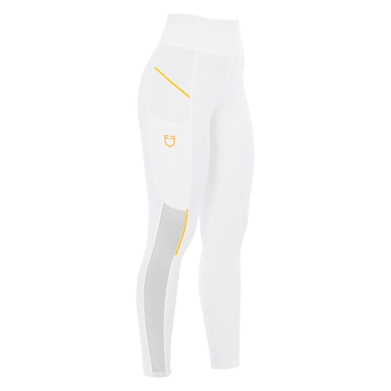 Equestro Women's slim fit leggings micro mesh inserts