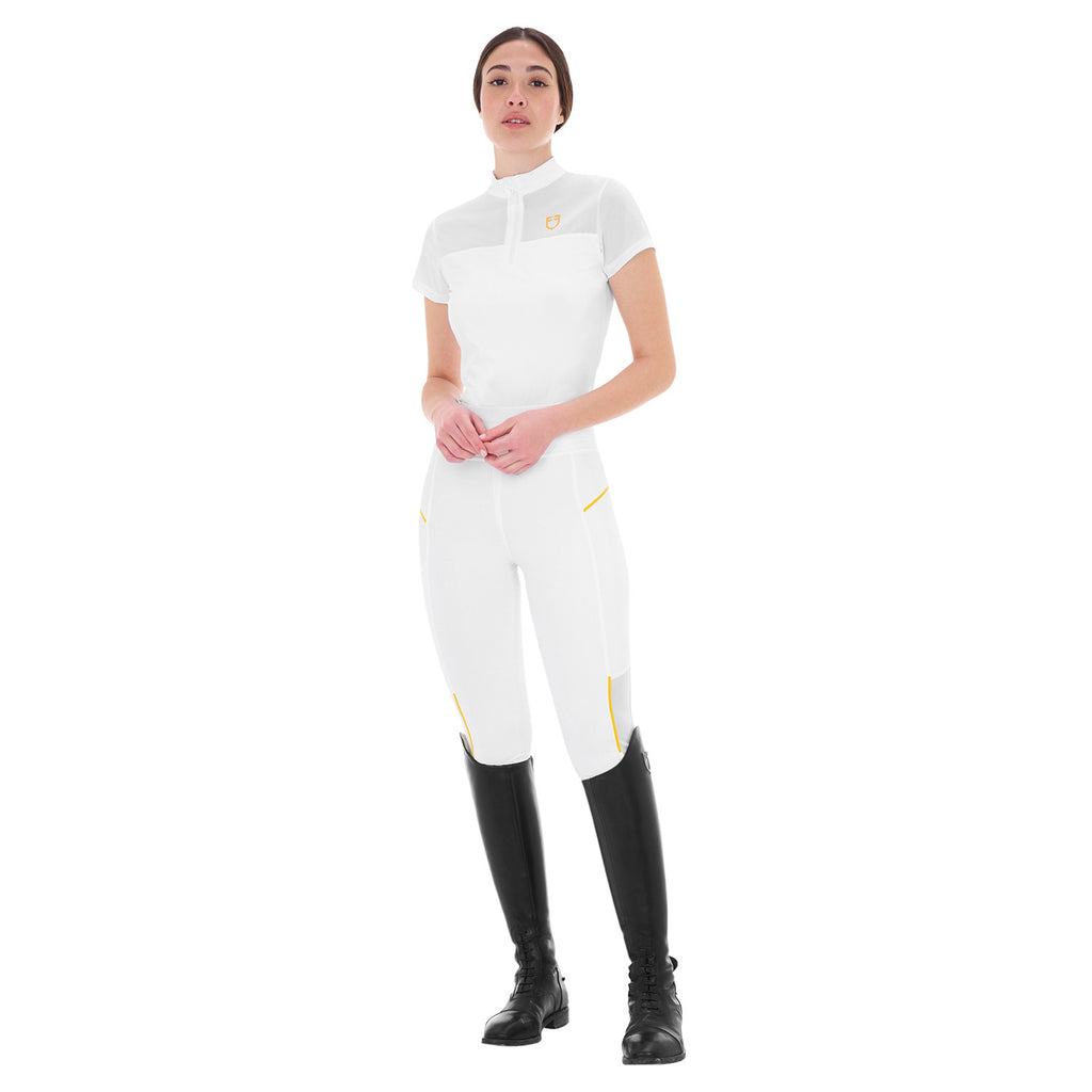Women's slim fit leggings micro mesh inserts