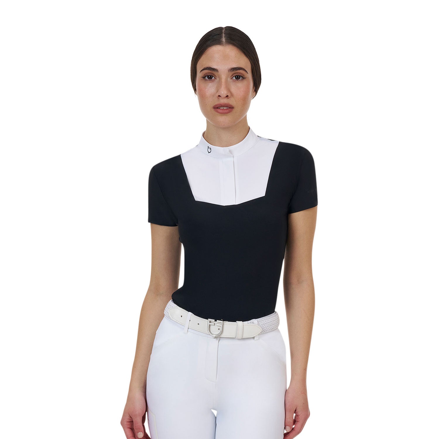 Equestro Equestro Ridertechnology women's competition polo shirt short sleeves and buttons