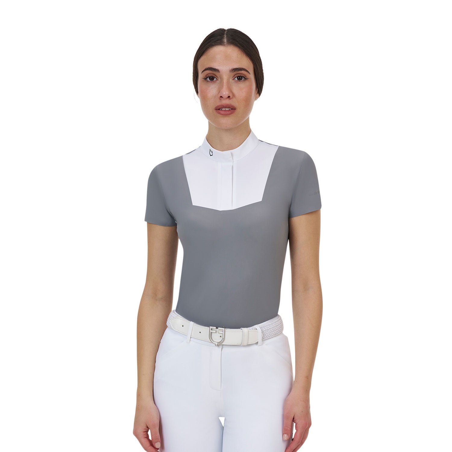 Equestro Equestro Ridertechnology women's competition polo shirt short sleeves and buttons