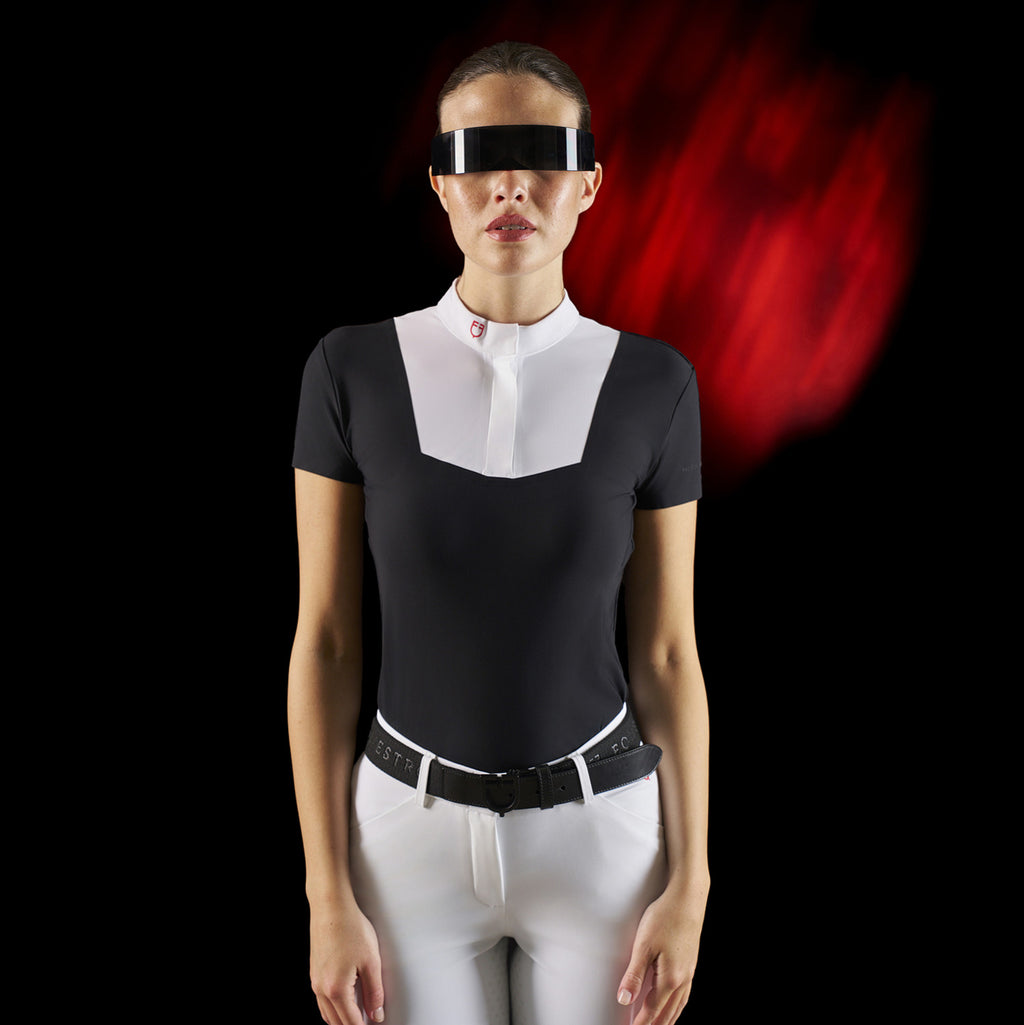 Equestro Ridertechnology women's competition polo shirt short sleeves and buttons
