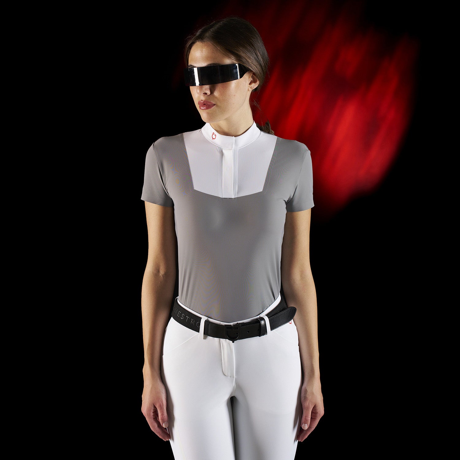 Equestro Equestro Ridertechnology women's competition polo shirt short sleeves and buttons
