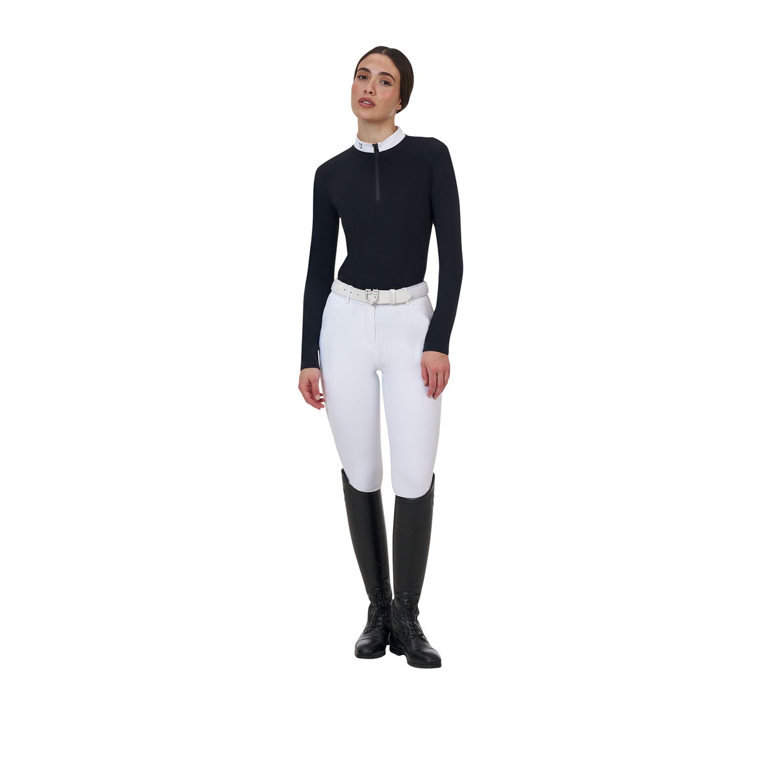 Equestro Ridertechnology women's competition polo shirt long sleeves and zip