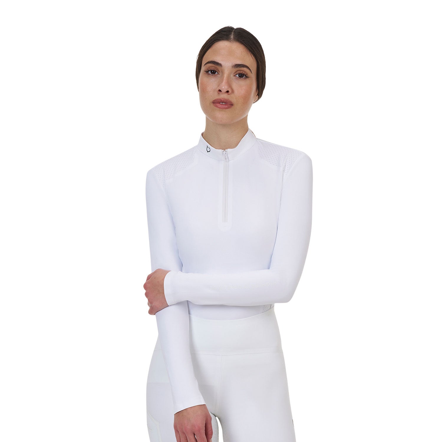 Equestro Equestro Ridertechnology women's competition polo shirt long sleeves and zip
