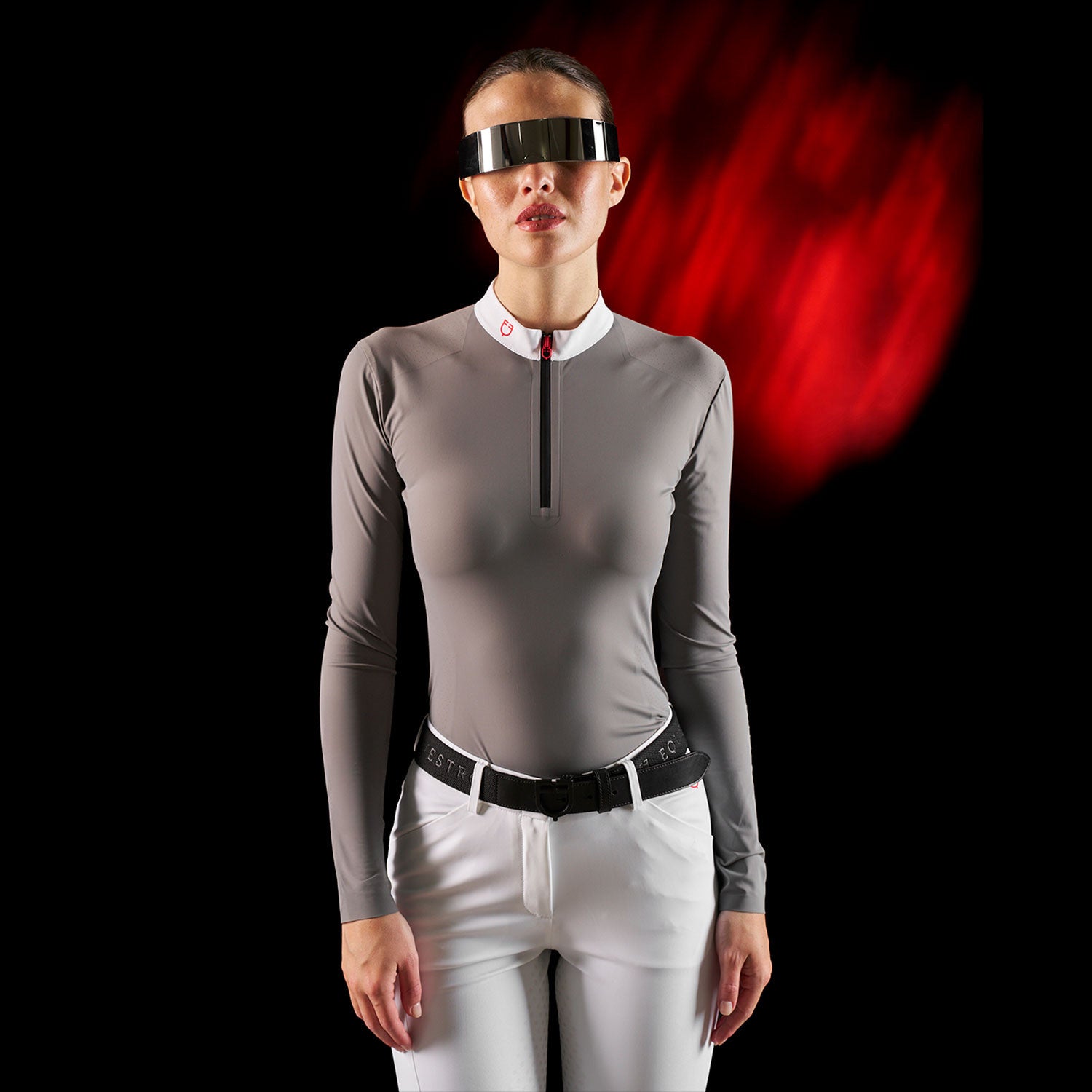 Equestro Equestro Ridertechnology women's competition polo shirt long sleeves and zip