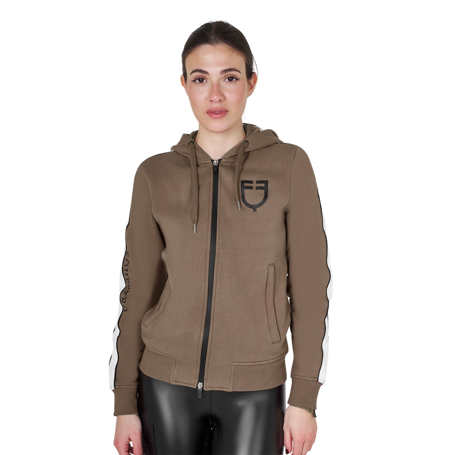 Equestro Women's hooded sweatshirt with front zip