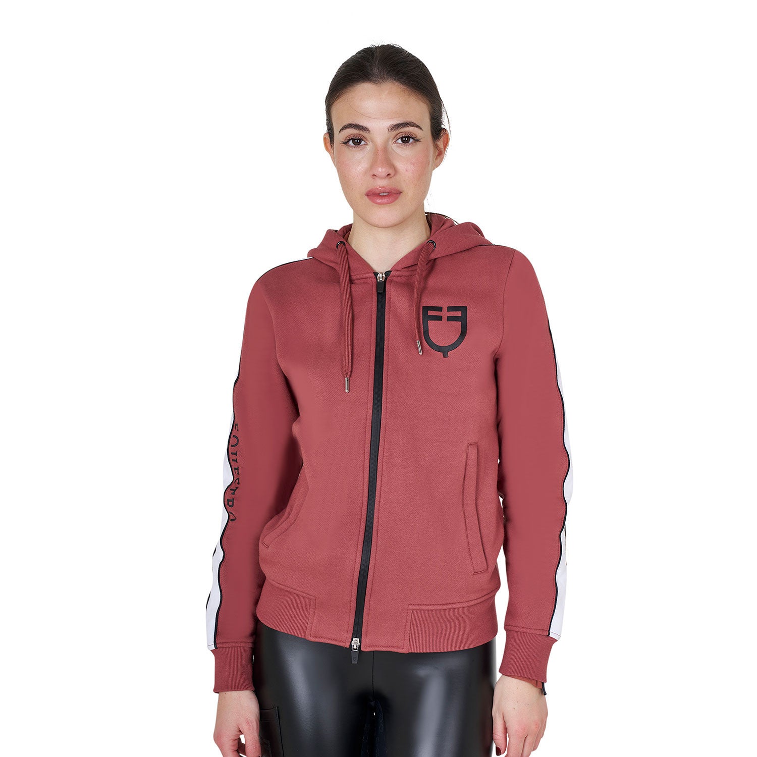 Equestro Women's hooded sweatshirt with front zip