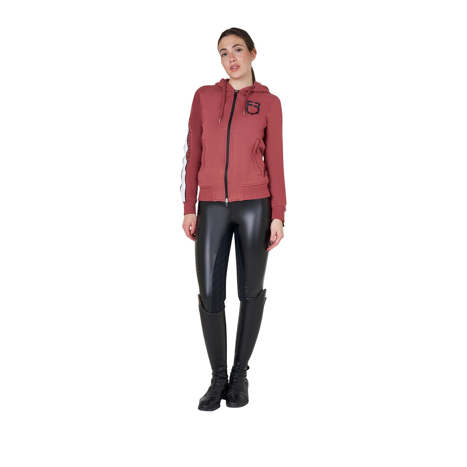 Women's hooded sweatshirt with front zip