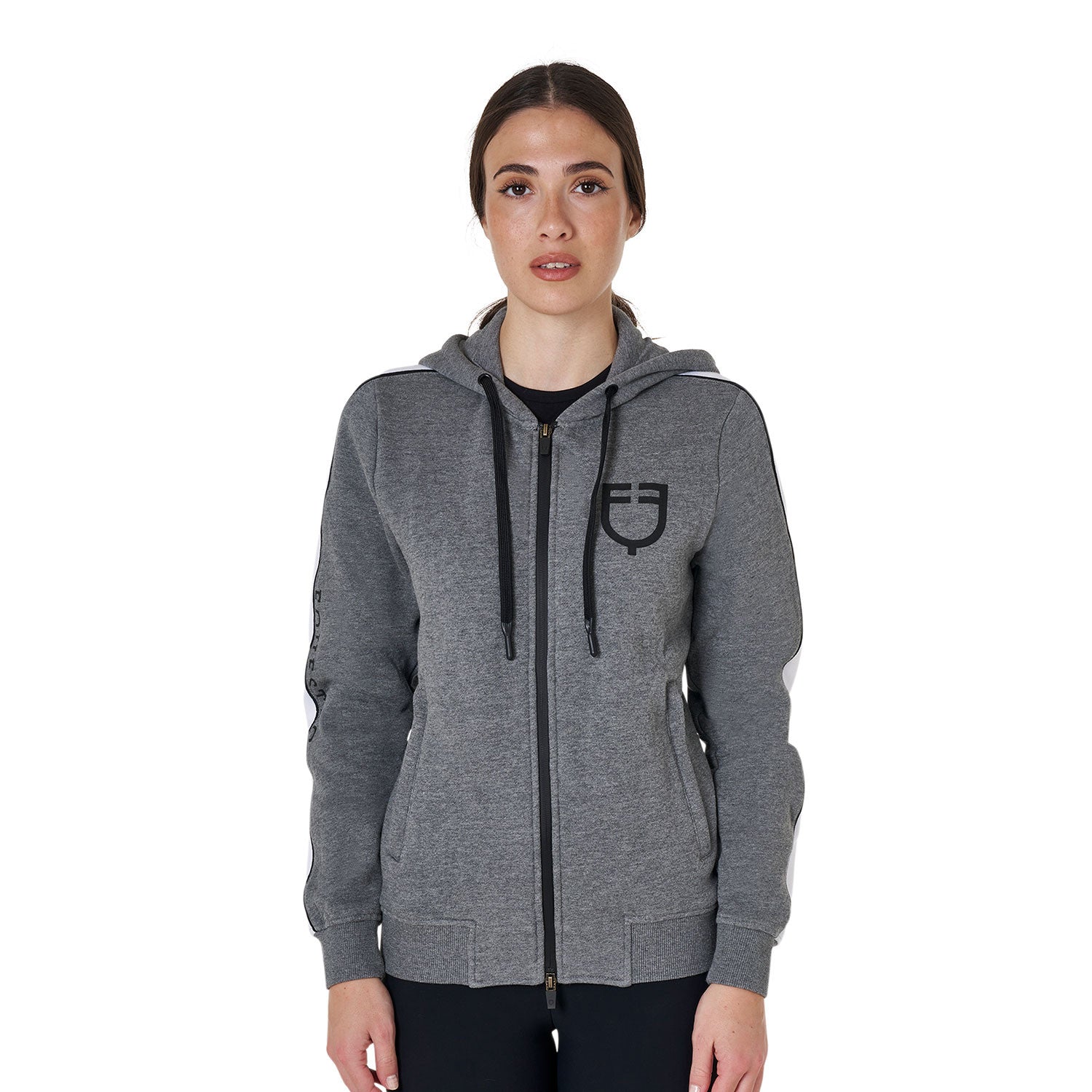 Women's hooded sweatshirt with front zip