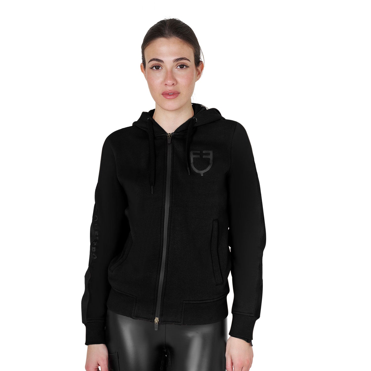 Equestro Women's hooded sweatshirt with front zip