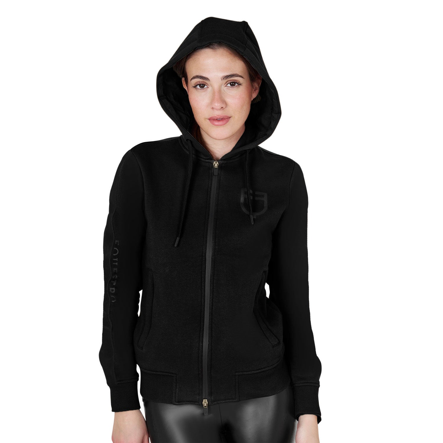 Women's hooded sweatshirt with front zip