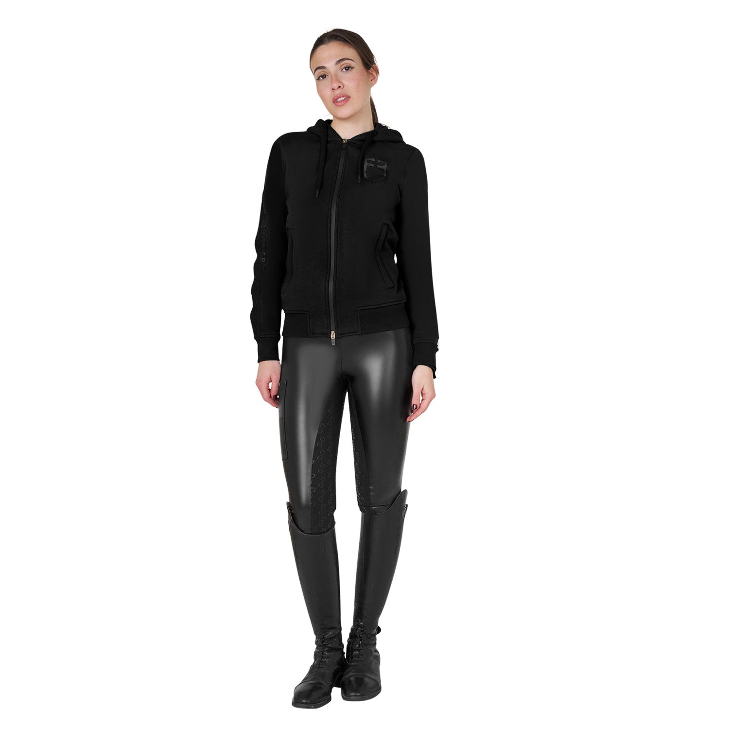 Women's hooded sweatshirt with front zip