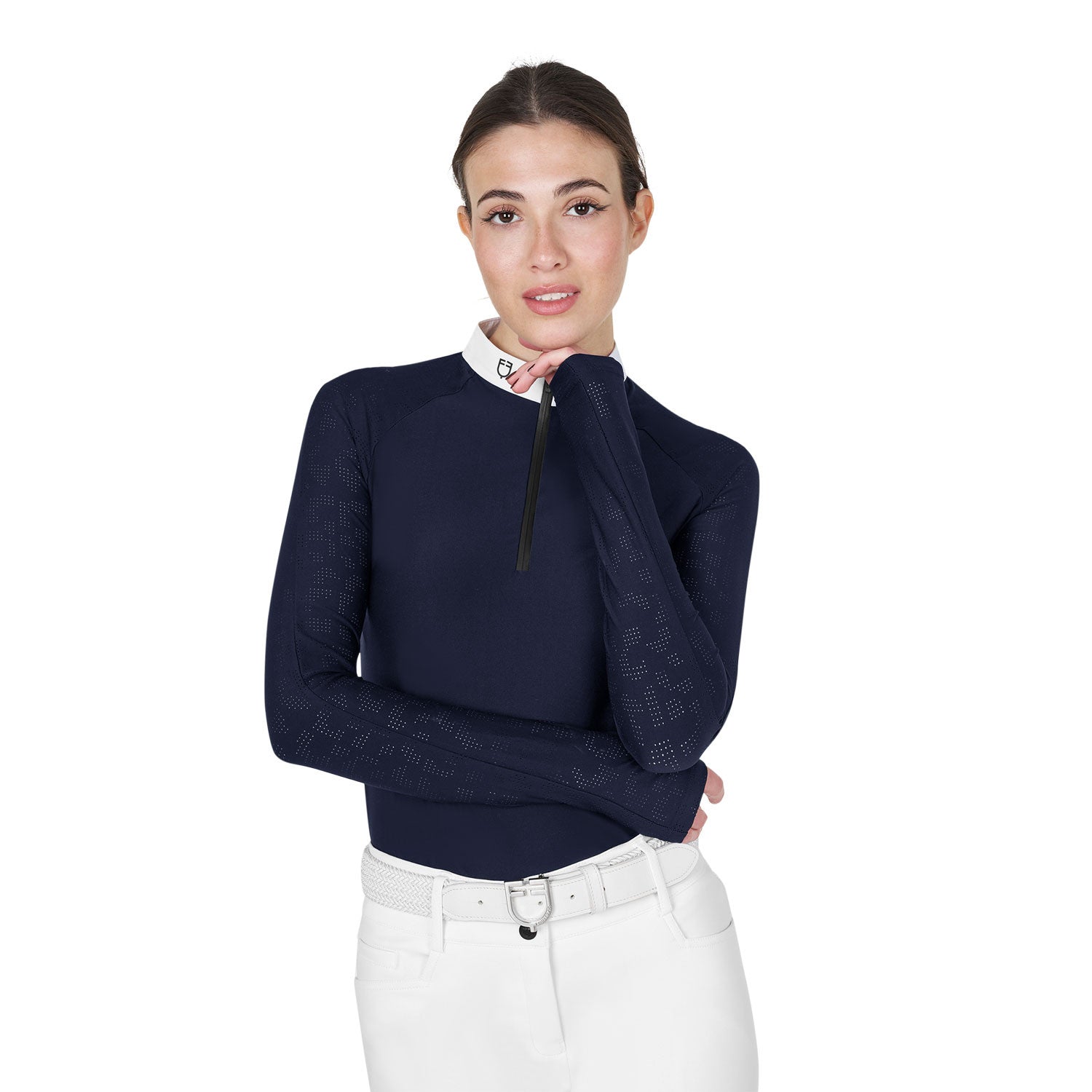Equestro Women's slim fit competition polo shirt with mesh inserts