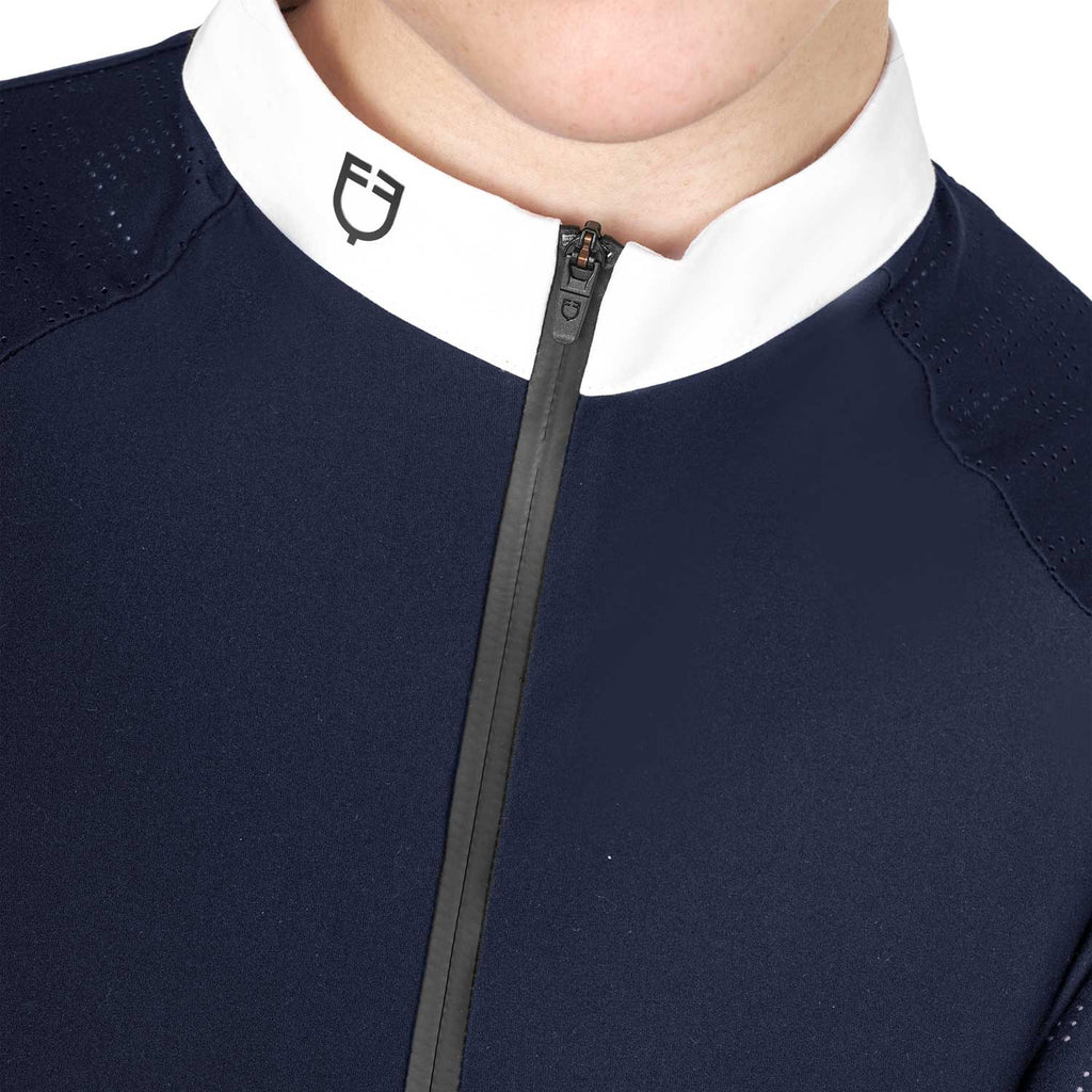 Women's slim fit competition polo shirt with mesh inserts