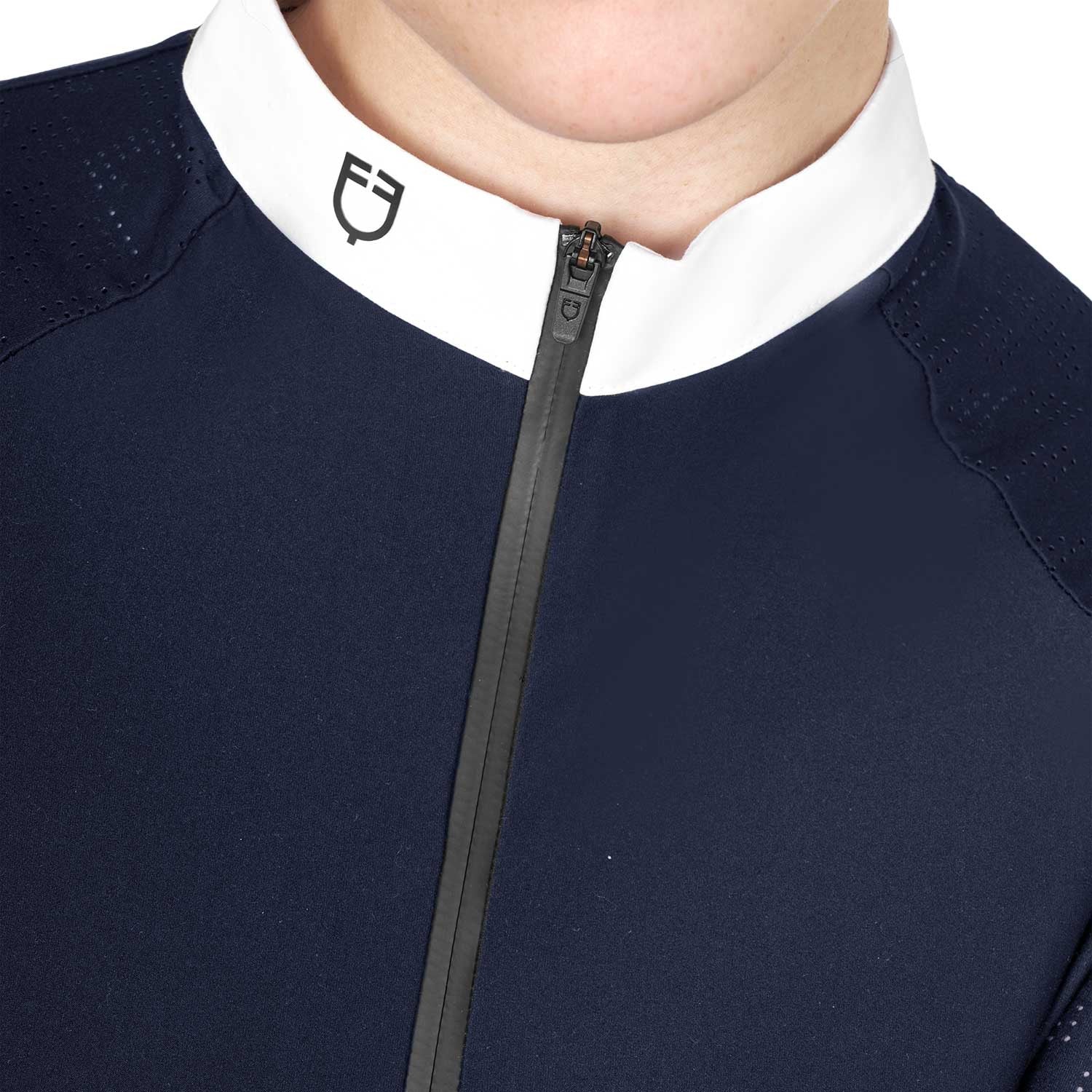Women's slim fit competition polo shirt with mesh inserts