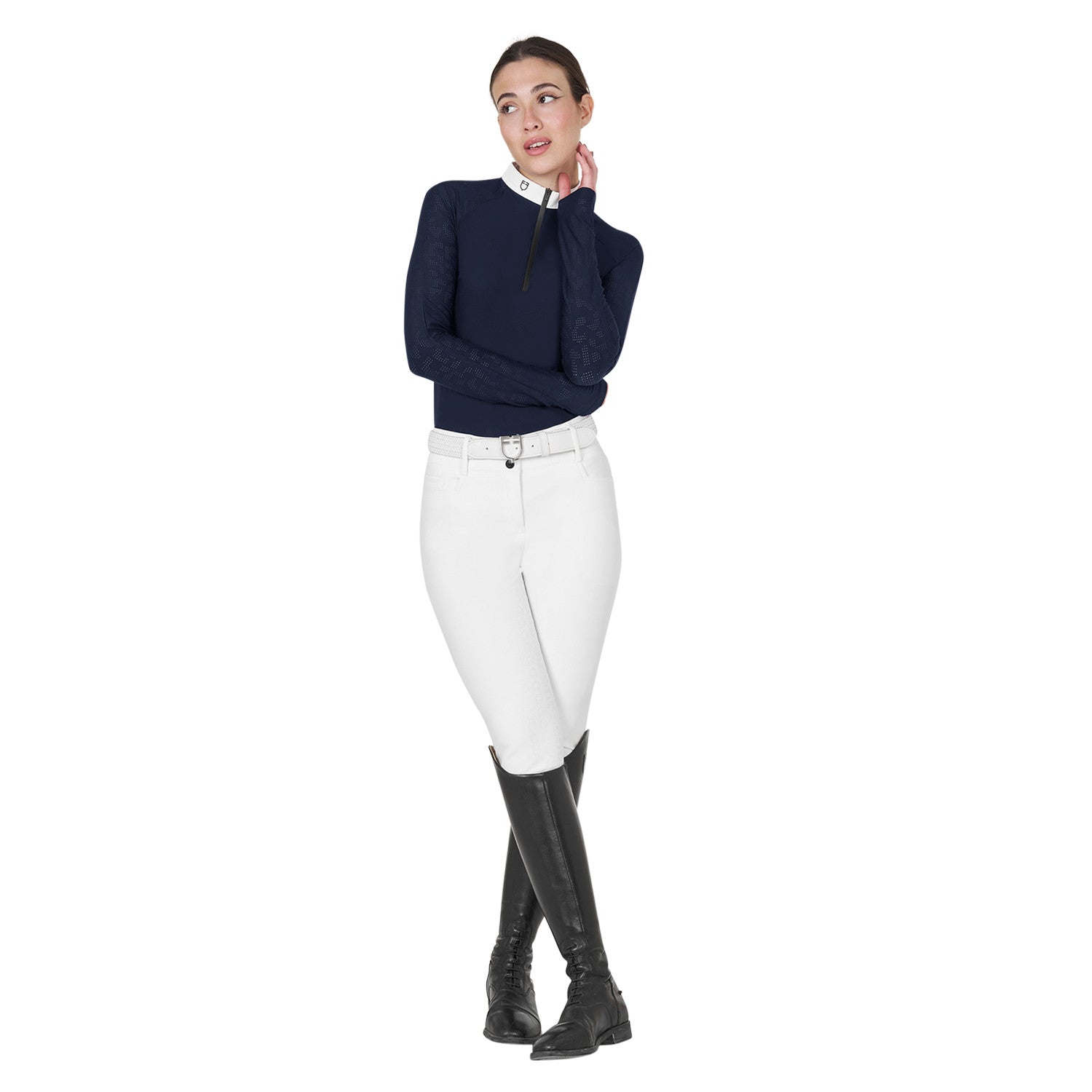 Women's slim fit competition polo shirt with mesh inserts