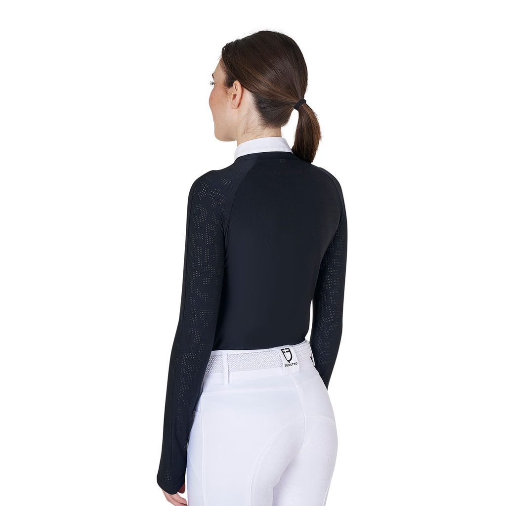 Women's slim fit competition polo shirt with mesh inserts
