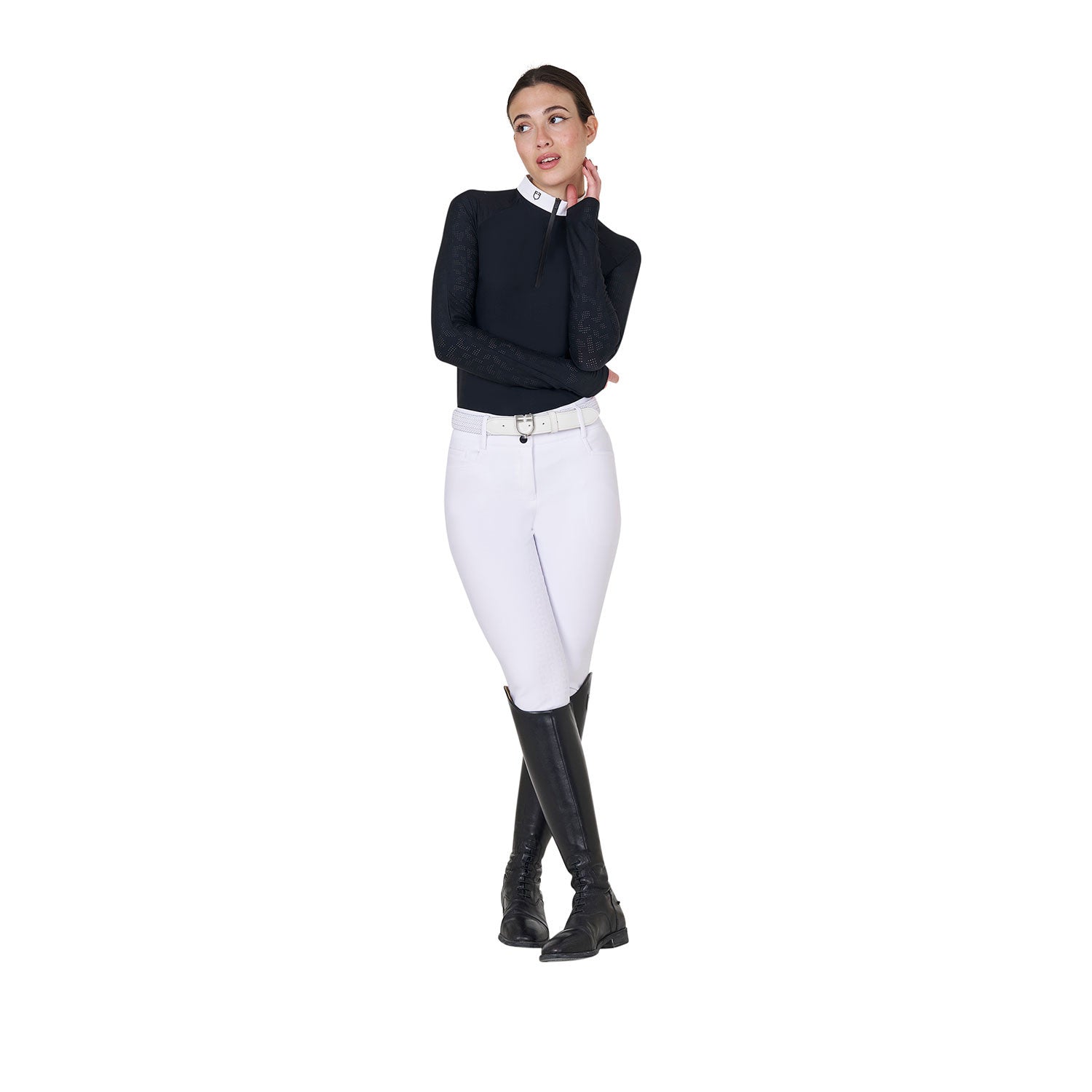 Women's slim fit competition polo shirt with mesh inserts