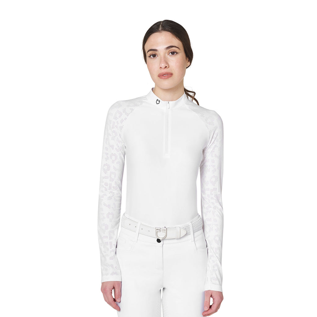 Women's slim fit competition polo shirt with mesh inserts