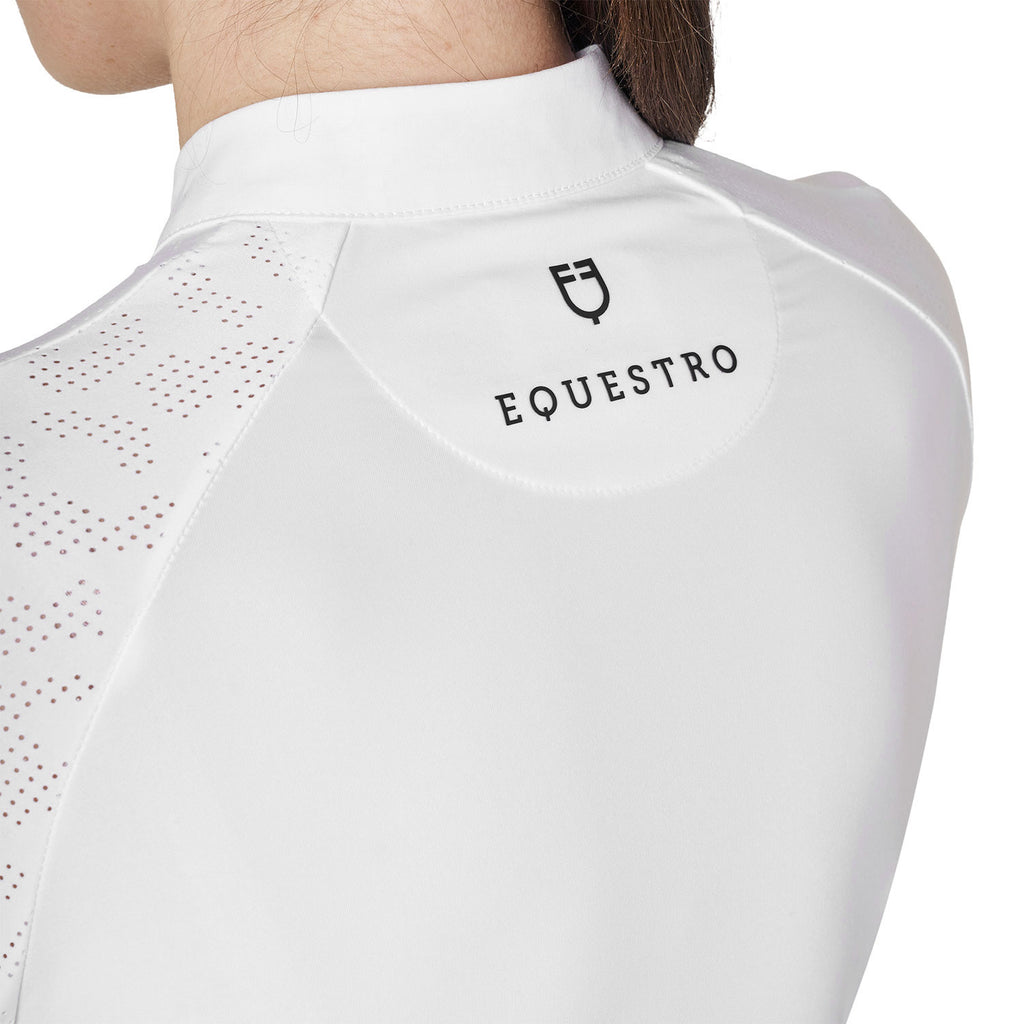 Women's slim fit competition polo shirt with mesh inserts