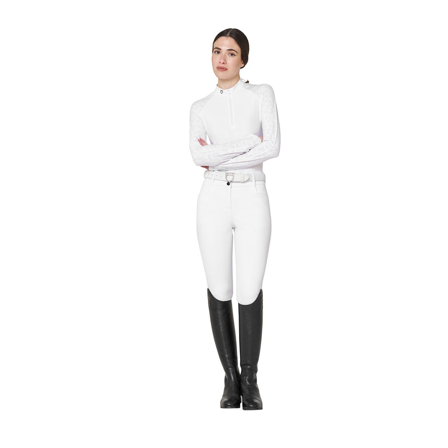 Women's slim fit competition polo shirt with mesh inserts