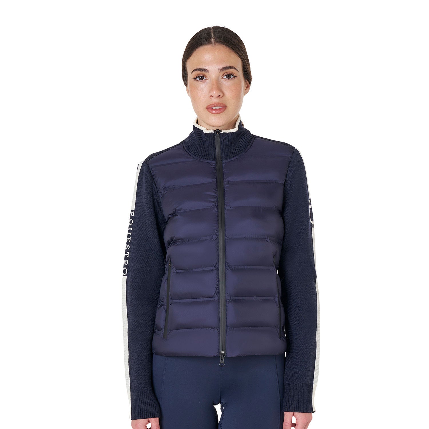 Equestro Women's jacket in nylon and knit with zip