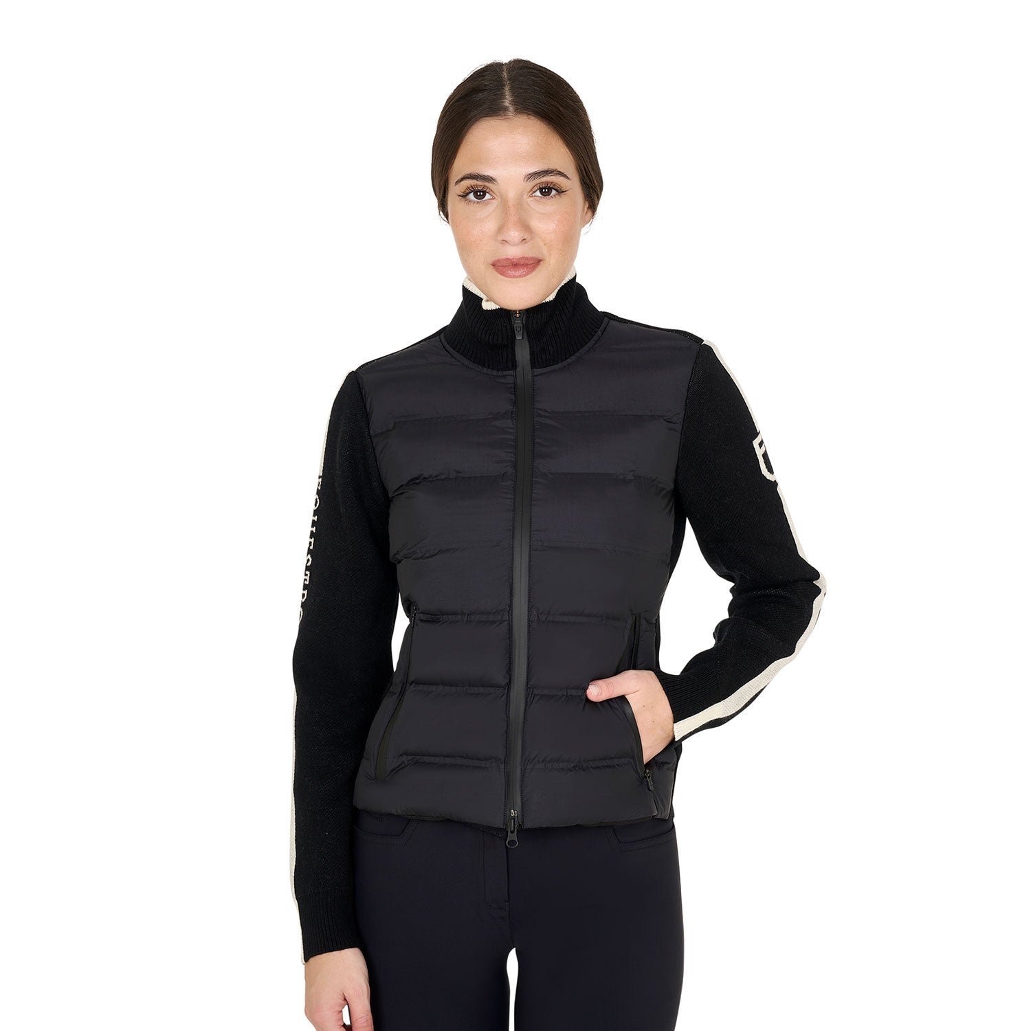 Equestro Women's jacket in nylon and knit with zip