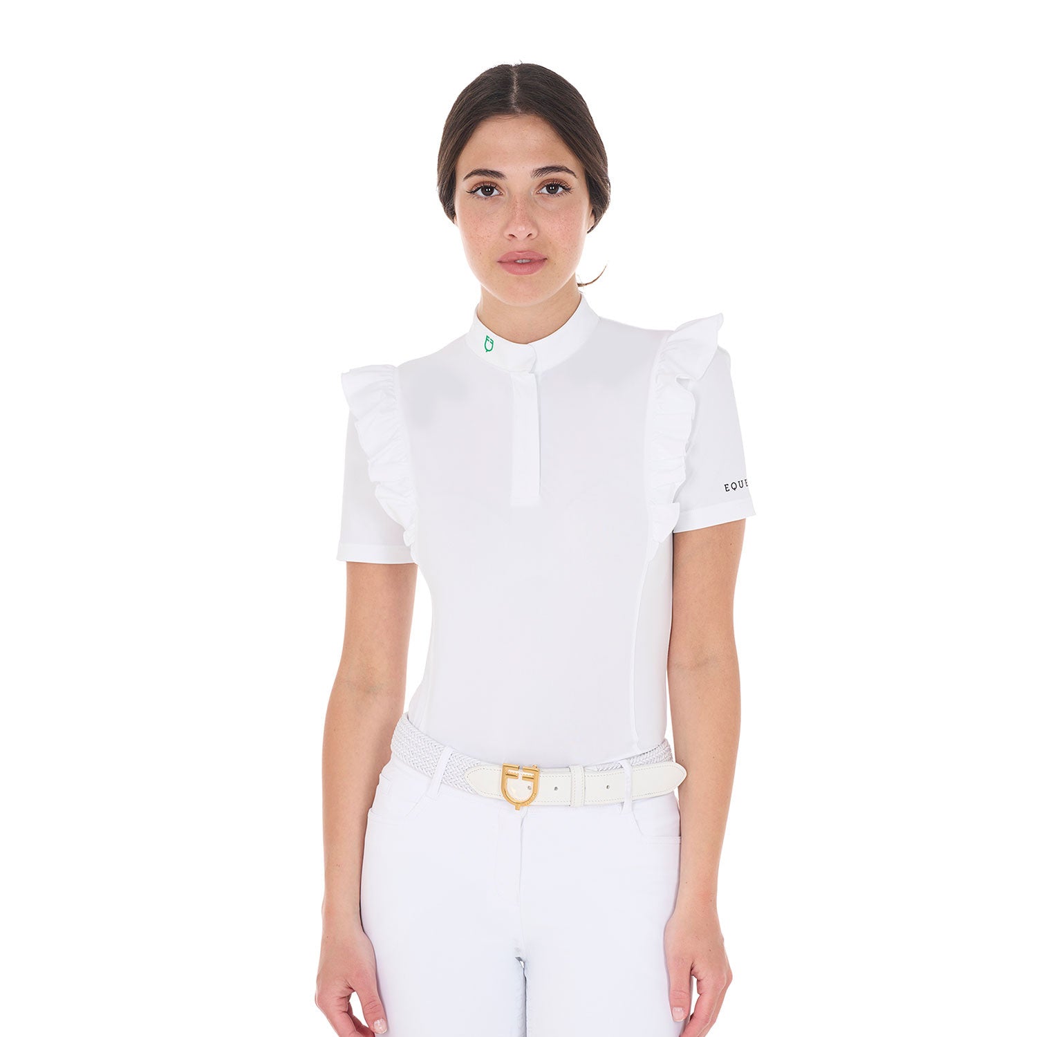 Women's slim fit competition polo shirt with ruffles