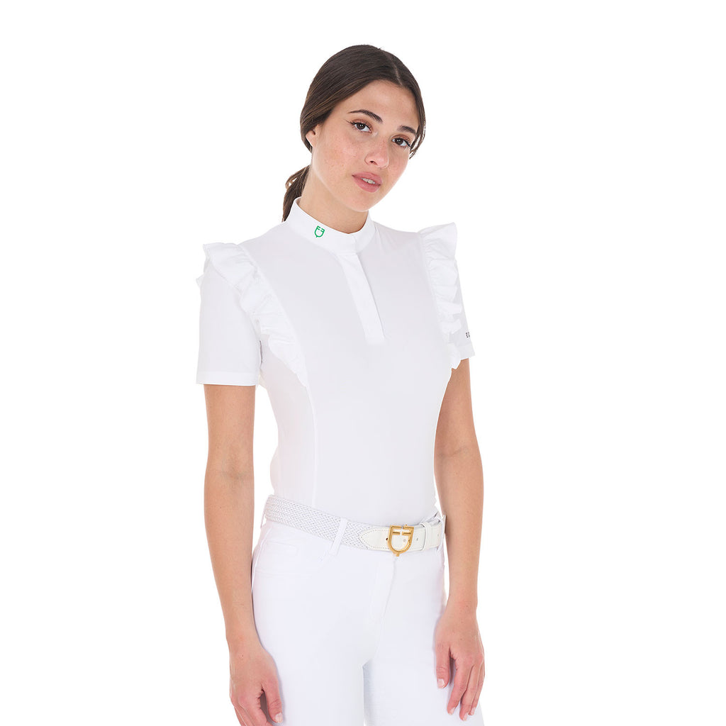 Women's slim fit competition polo shirt with ruffles