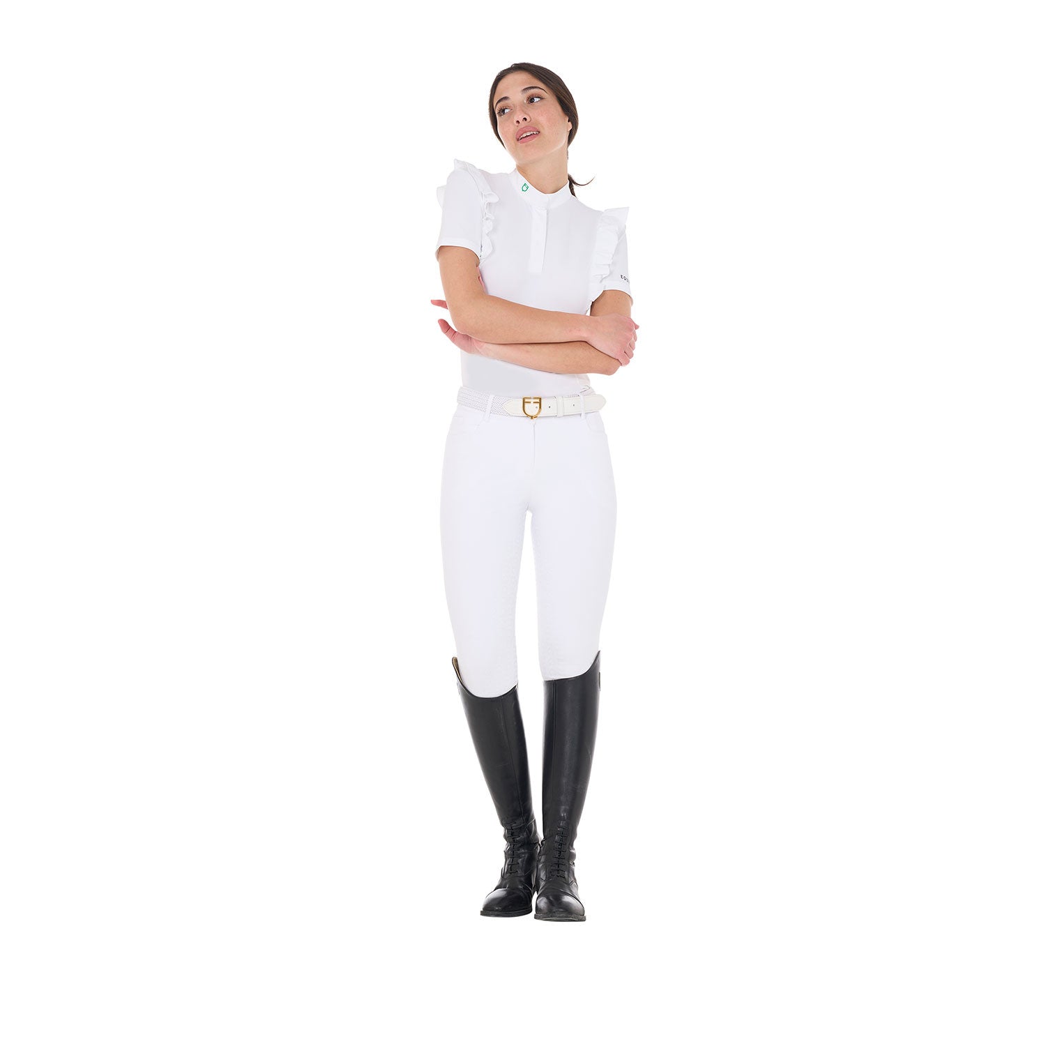 Women's slim fit competition polo shirt with ruffles