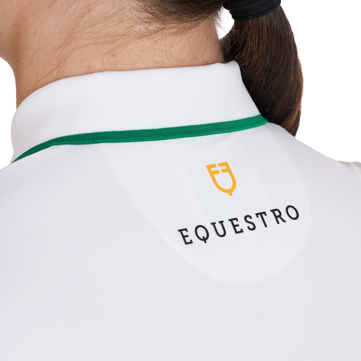 Women's slim fit training polo shirt with zip and chest logo