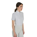 Women's slim fit training polo shirt with zip and collar beads