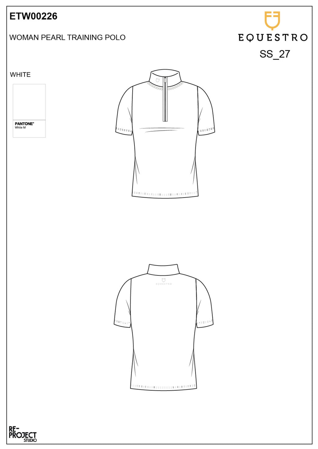 Women's slim fit training polo shirt with zip and collar beads