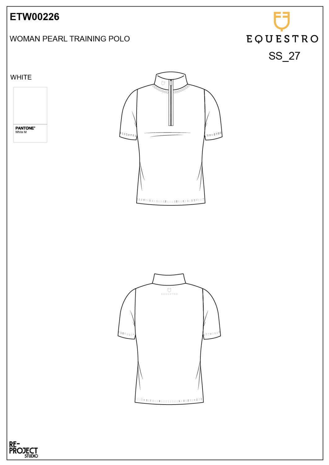 Women's slim fit training polo shirt with zip and collar beads