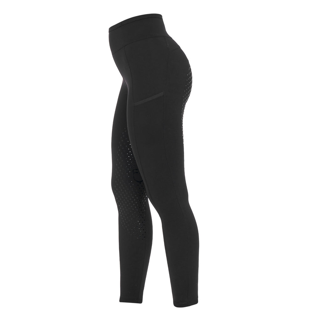 Women's leggings with perforated decorations