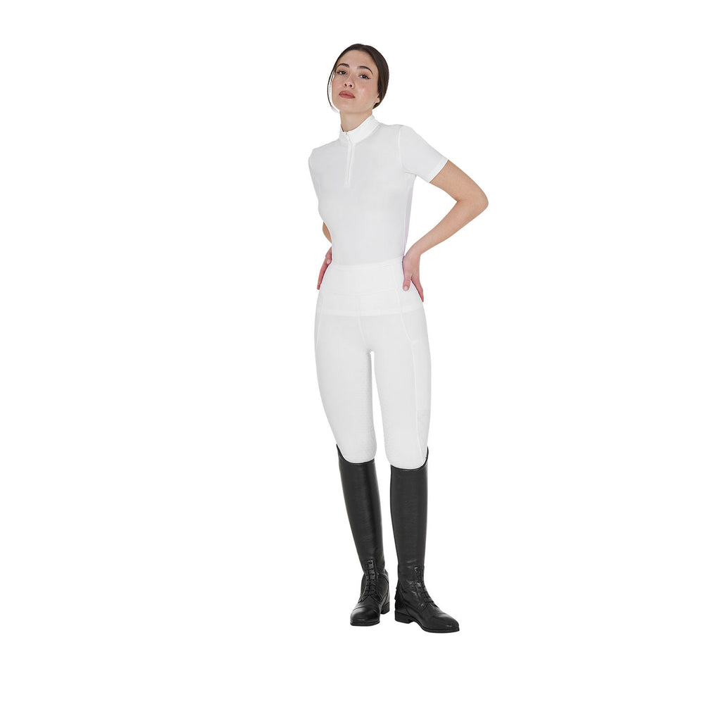 Women's leggings with perforated decorations