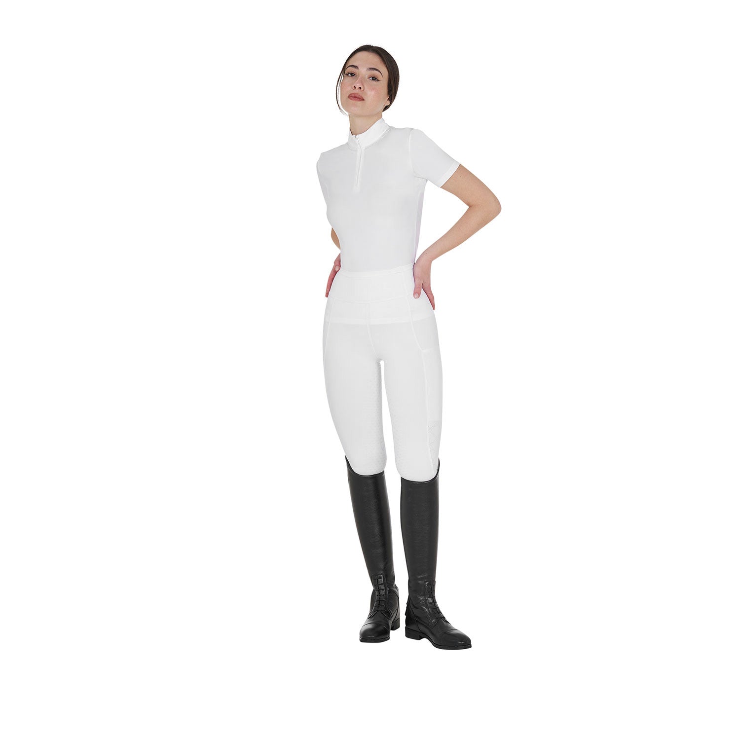 Women's leggings with perforated decorations