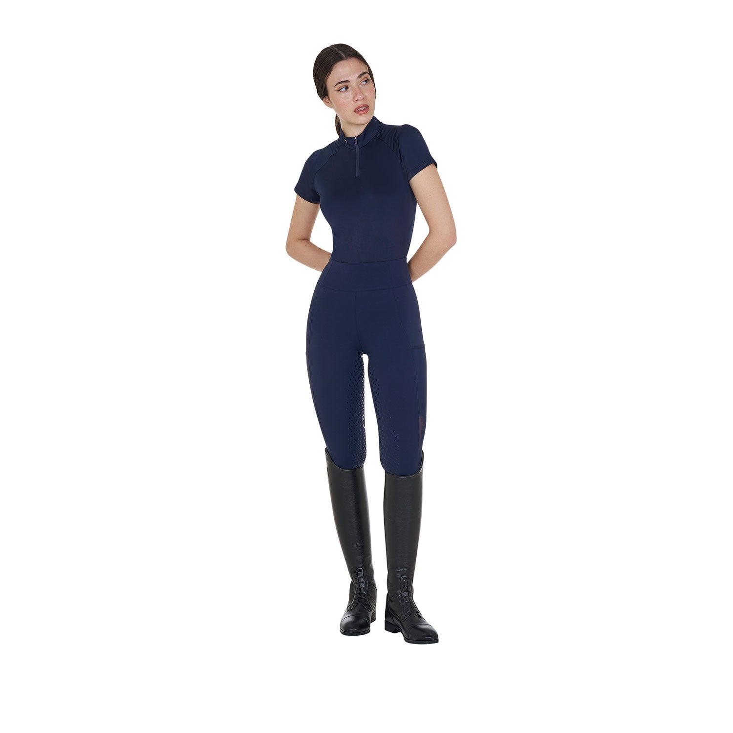 Women's full grip leggings with perforated inserts